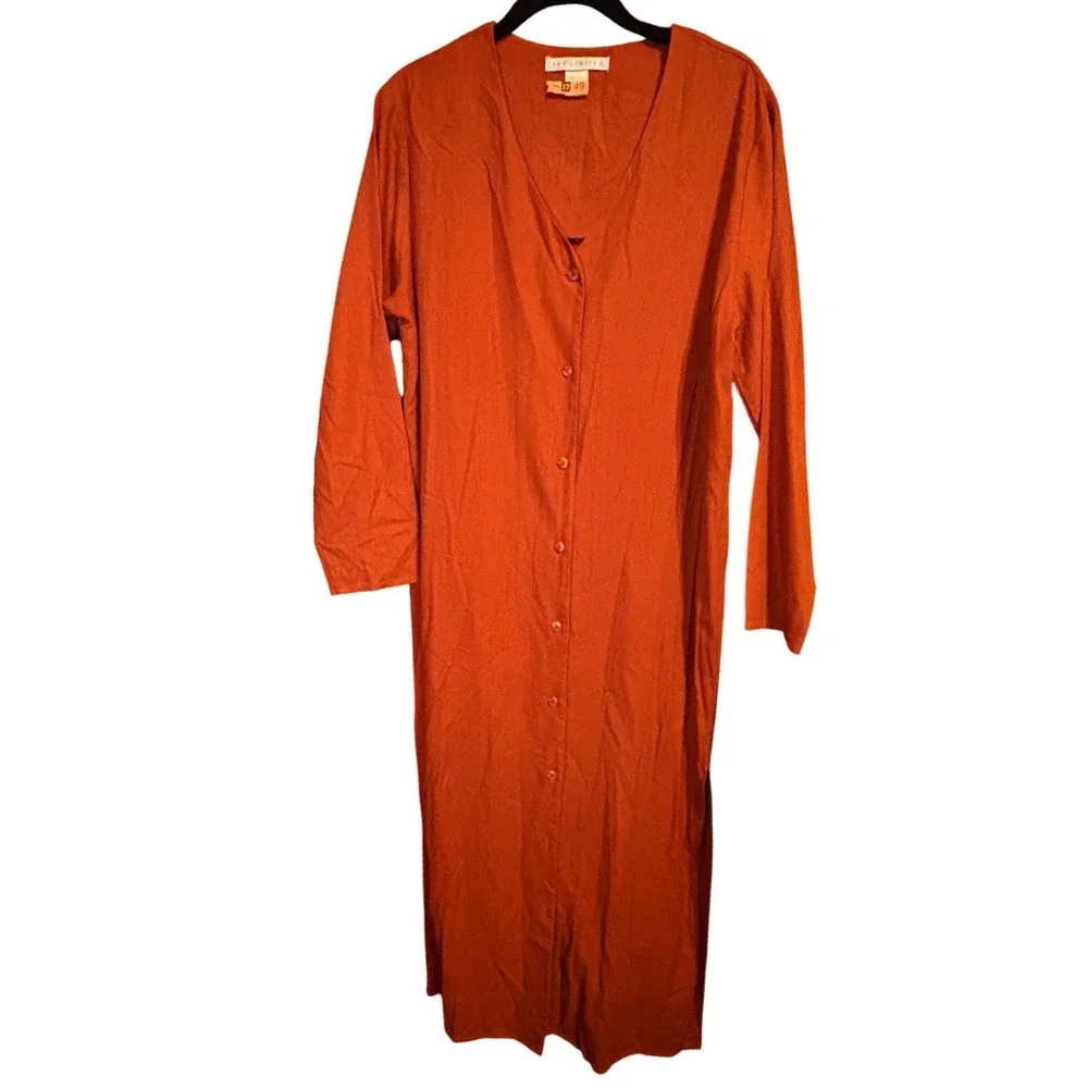 The Limited Womens XS Burnt Orange 100% Silk Button Front Maxi Dress Duster - Picture 1 of 7